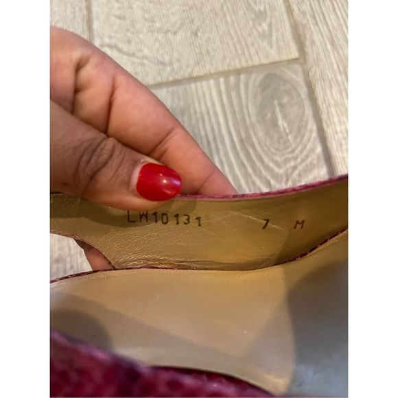 STUART WEITZMAN Pink Snakeskin Platform Heels Size 7 - Picture 7 of 11